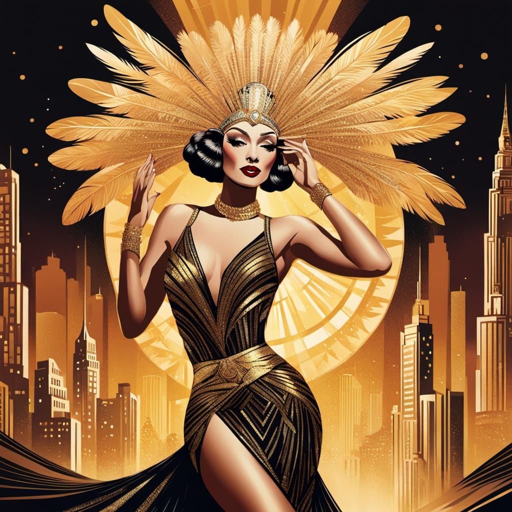 Art Deco Showgirl in Golden Light