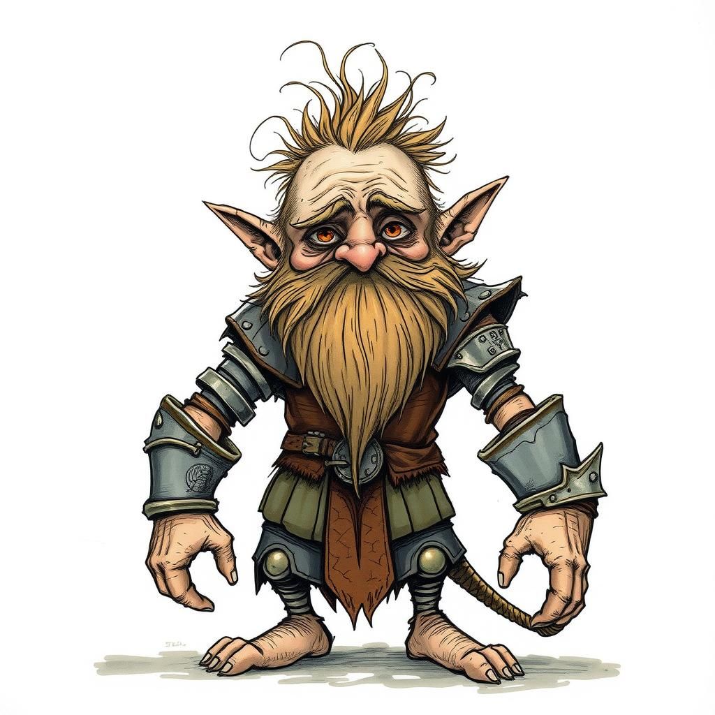 Comedic Elf in Armor, Brian Froud Style