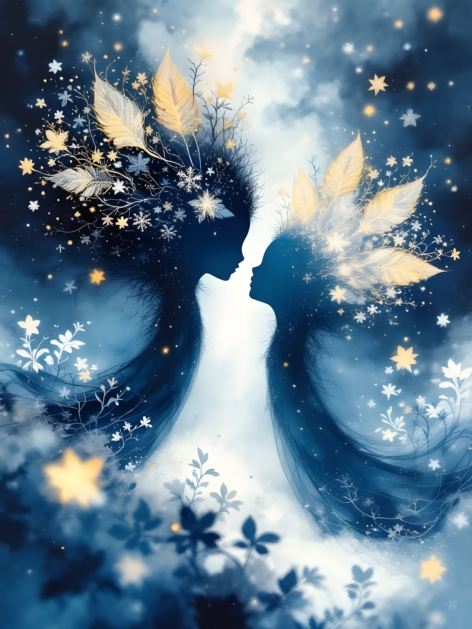 Ethereal Dryad Spirit with Iridescent Wings in Abstract Expr...