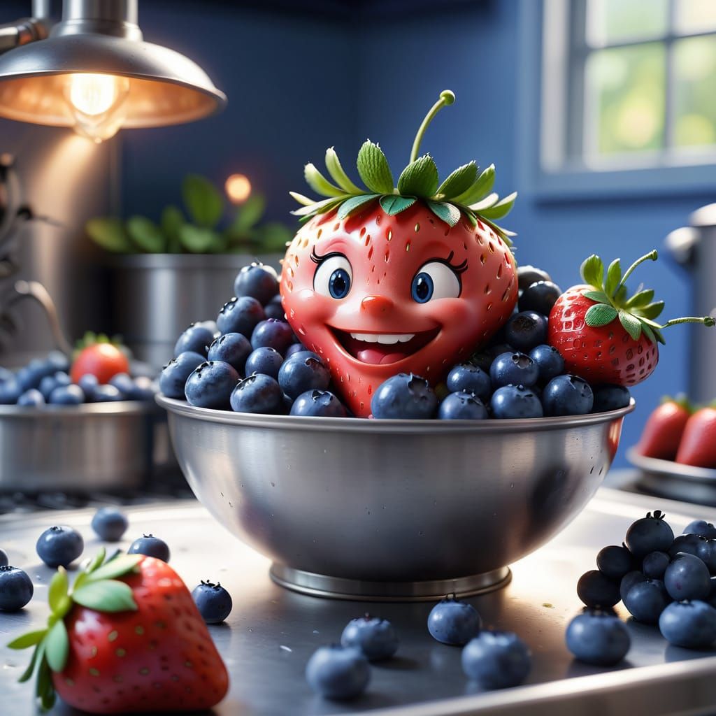Vibrant Strawberry Masterpiece in Pixar Realism