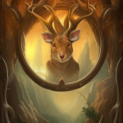 Hyperdetailed Jackalope with Antlers in Fantasy Art