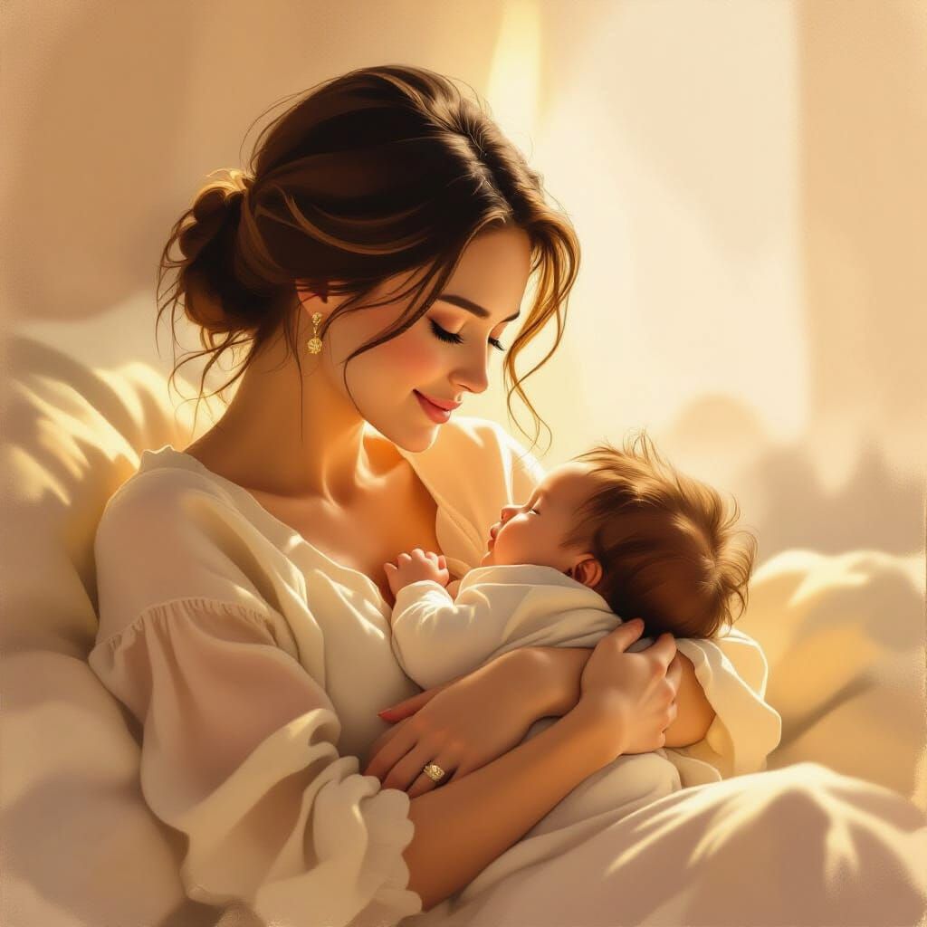 Mother and Baby in Golden Hour Light