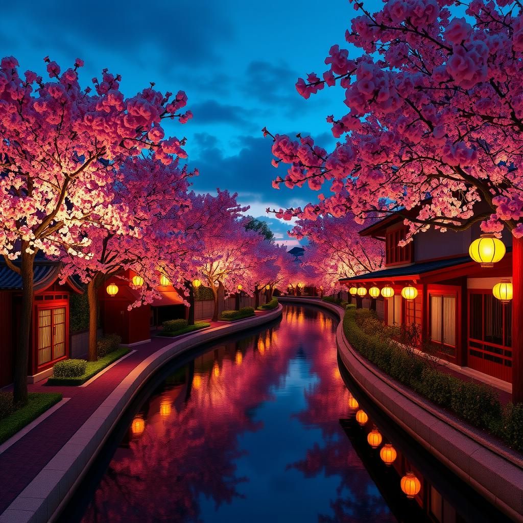 Nakameguro Cherry Blossom Illuminations in Tokyo