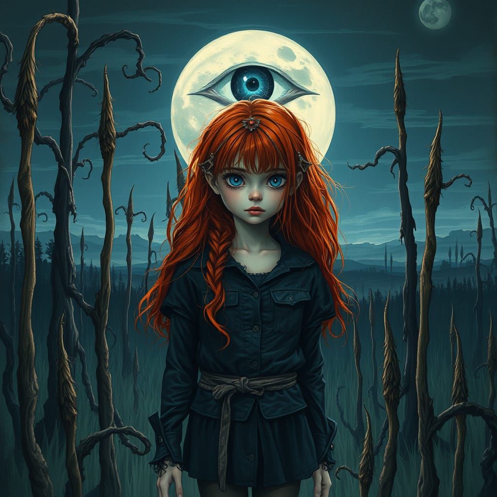 Ethereal Nightmare Dreamscape in Vintage Oil Painting Style