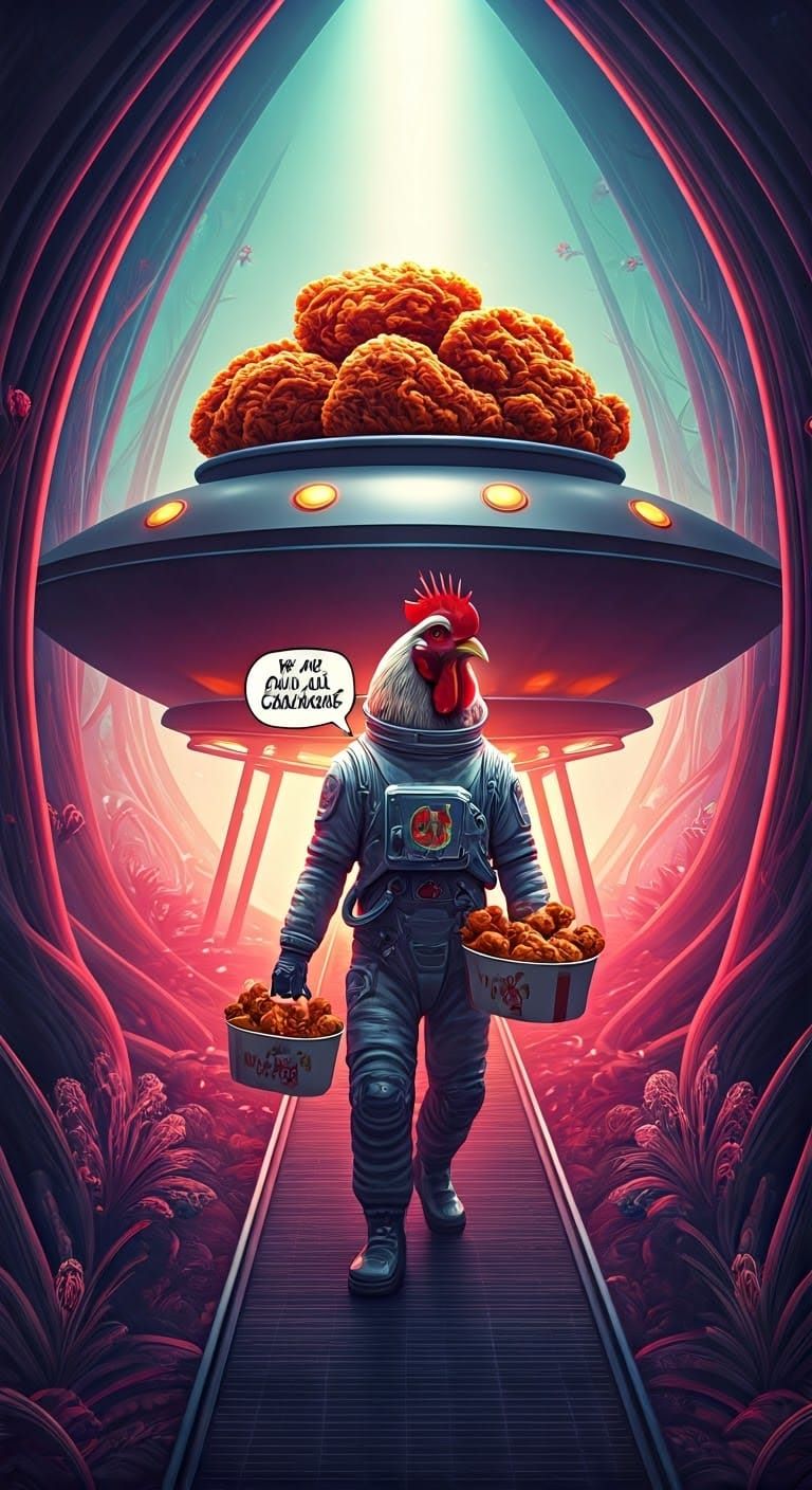 Chicken Spaceship Lands on Alien World