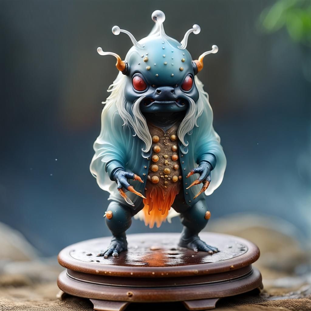 Cute Translucent Jiangshi Follicle Mites with Patina