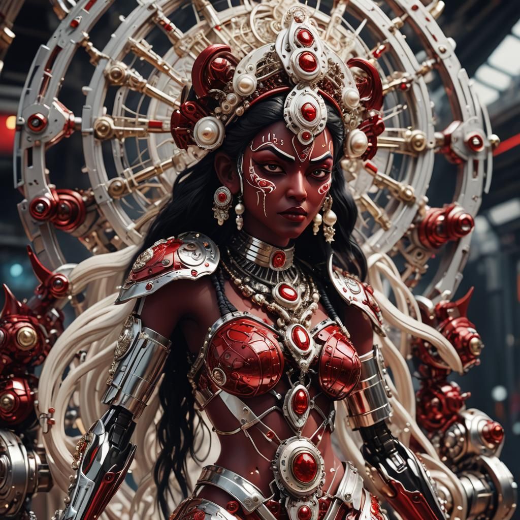 Futuristic Goddess Kali with Metallic Details