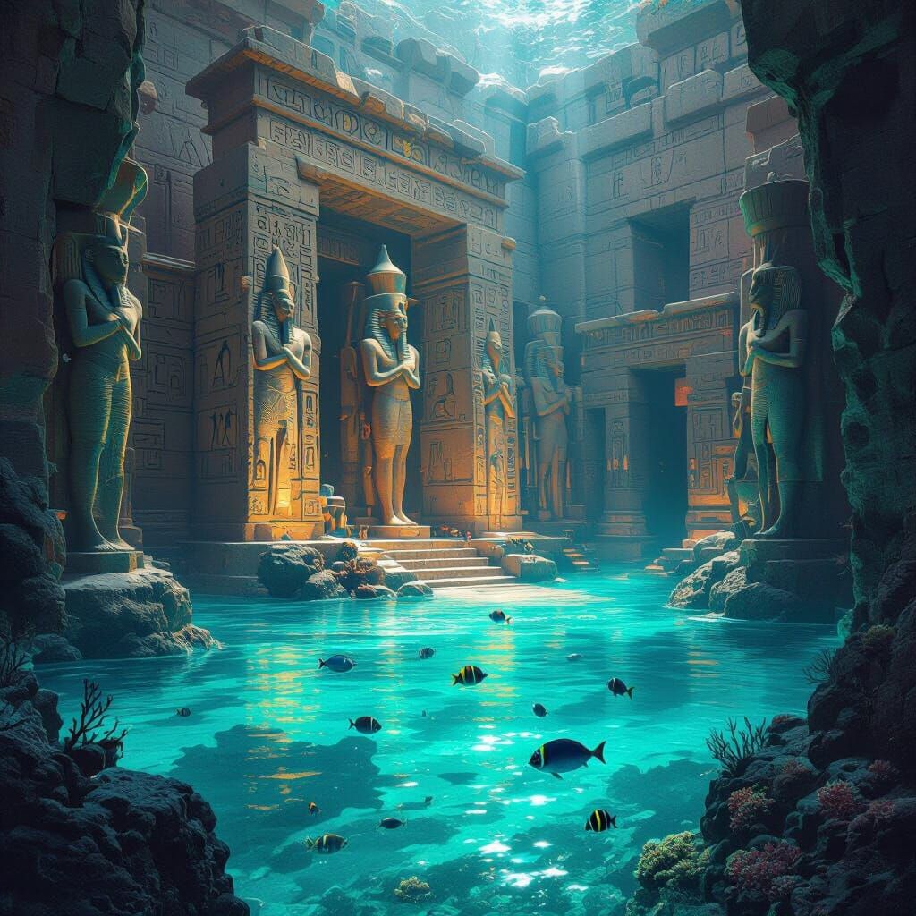 Bioluminescent Coral Temple in Turquoise Water