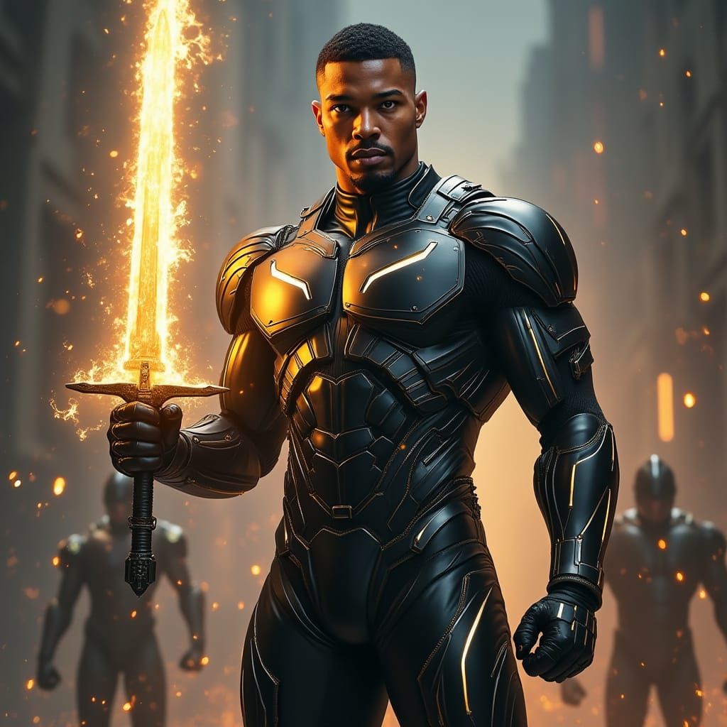 Cyberpunk God: Regal Heroism in Stealth Suit Armor