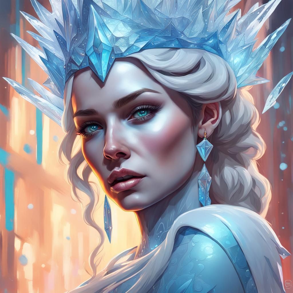 Ice Queen Portrait in Graffiti Art Style