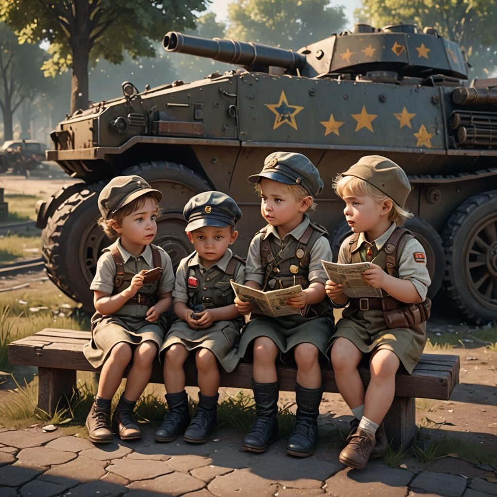 Babies as War Veterans in 3D Cinematic Style