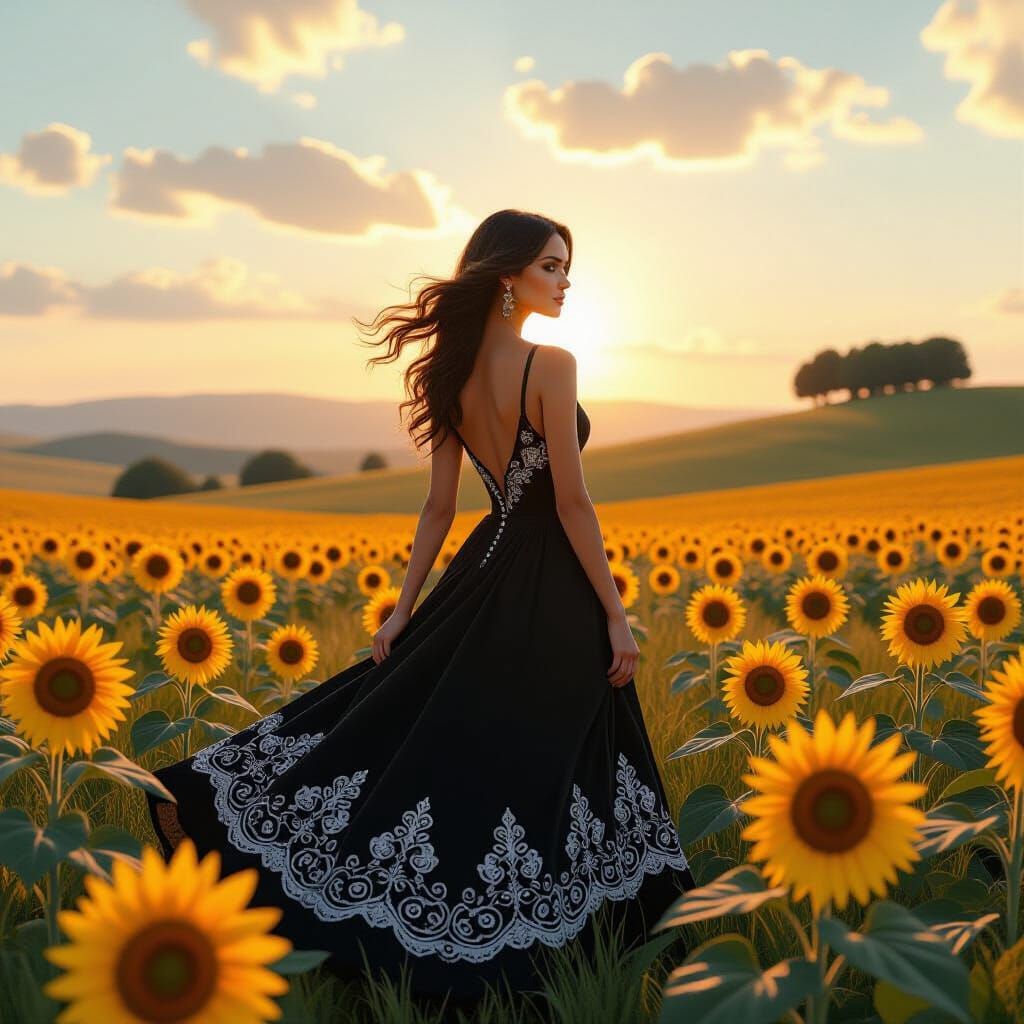 A cinematic portrait captures the essence of a captivating w...