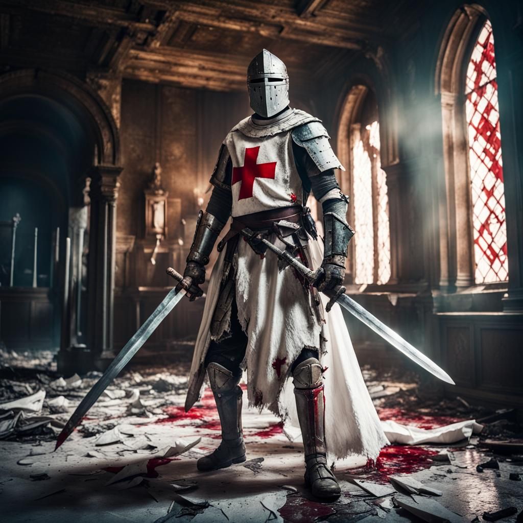 Cyborg Knight in Shattered Mansion: Cinematic Film Still