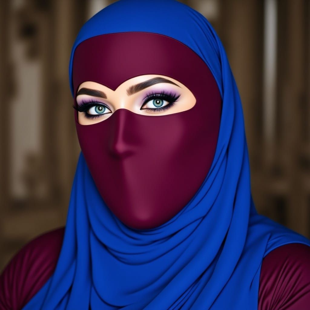 SSBBW Woman in Latex Mask and Nylon Catsuit