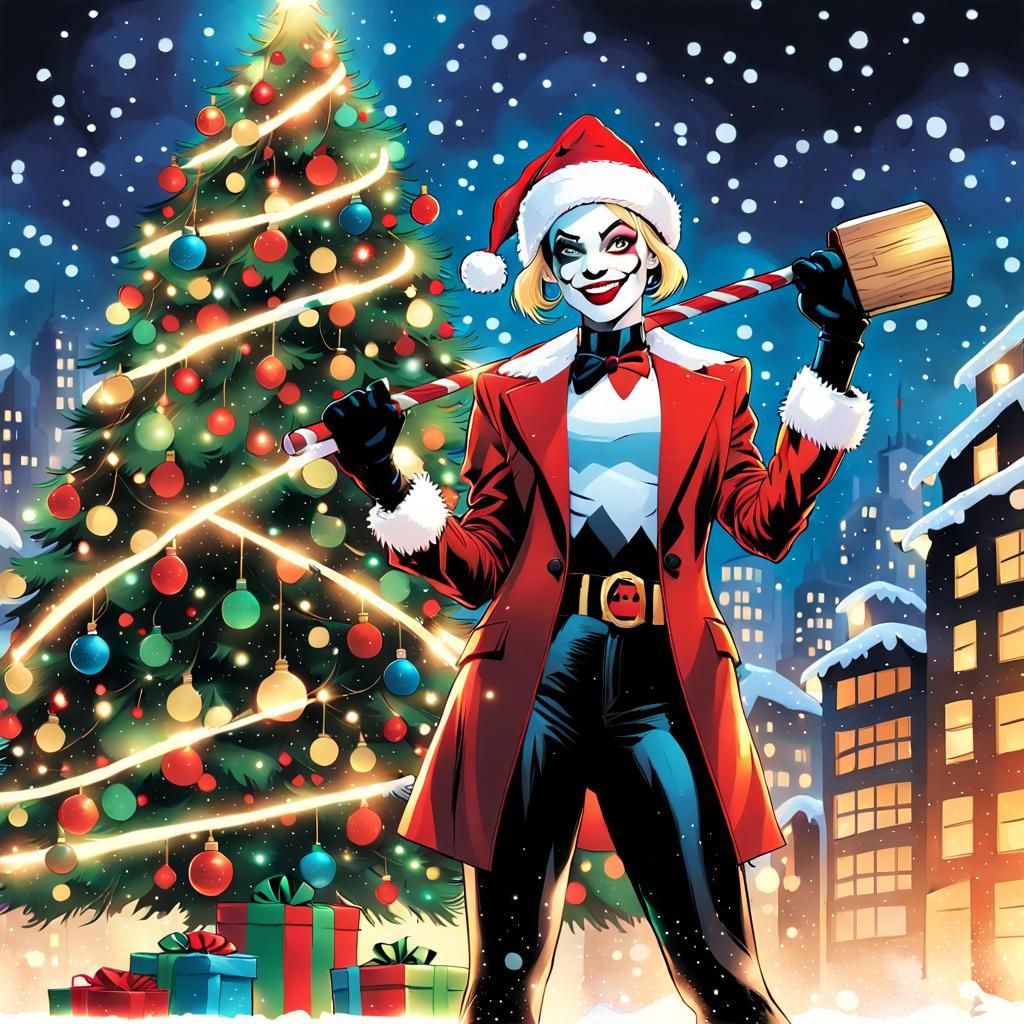 Harley Quinn Christmas Comic Book Art