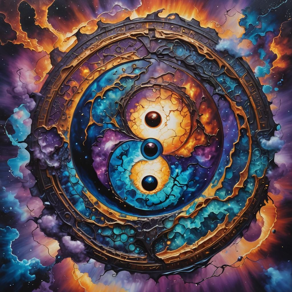 Surreal Stargate Oil Painting with Intricate Details