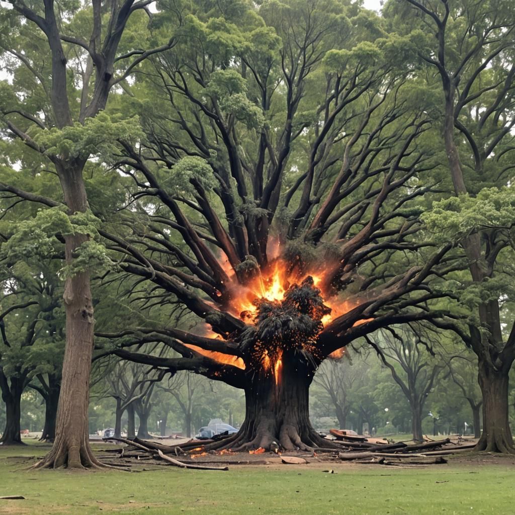 Exploding Tree: Nature's Raw Power Unleashed