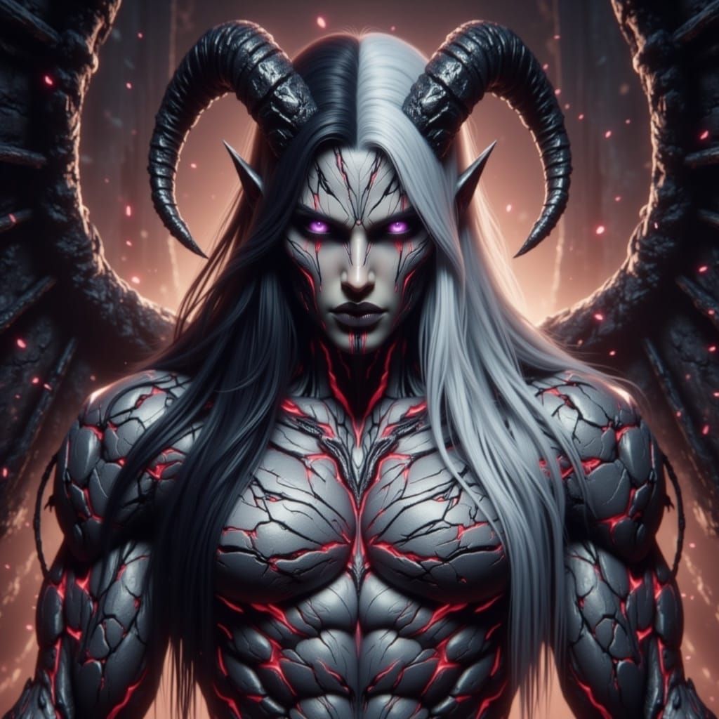 God of Death Demon with Chains and Horns