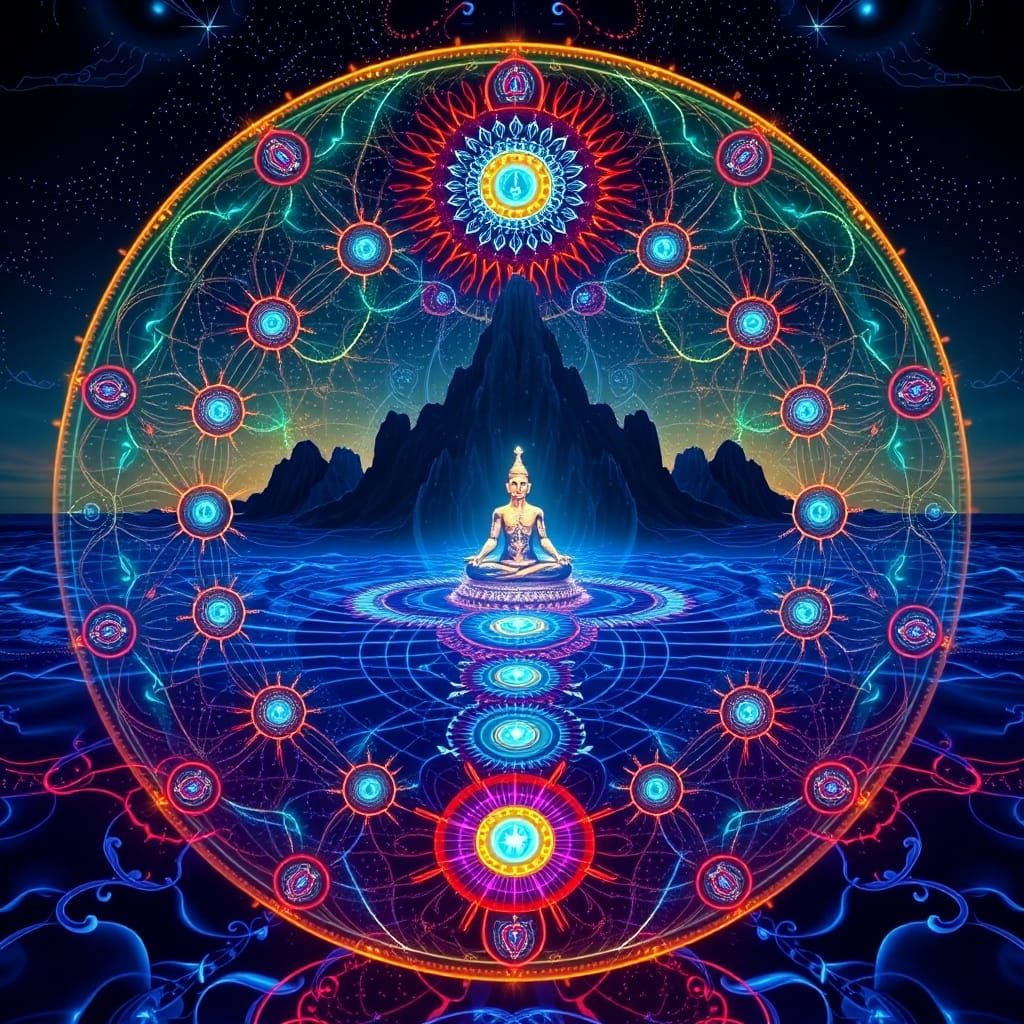 Underwater City with Chakras in Visionary Style