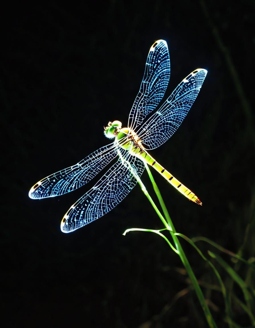 Dragonfly of Ethereal Light Tendrils