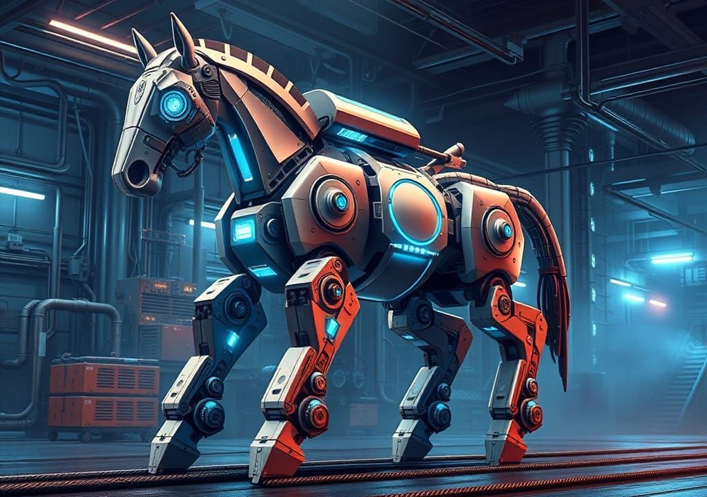 Futuristic Robotic Workhorse in Cyberpunk Style