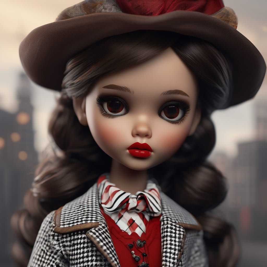 Miniature Doll Portrait in Dark Fantasy Style