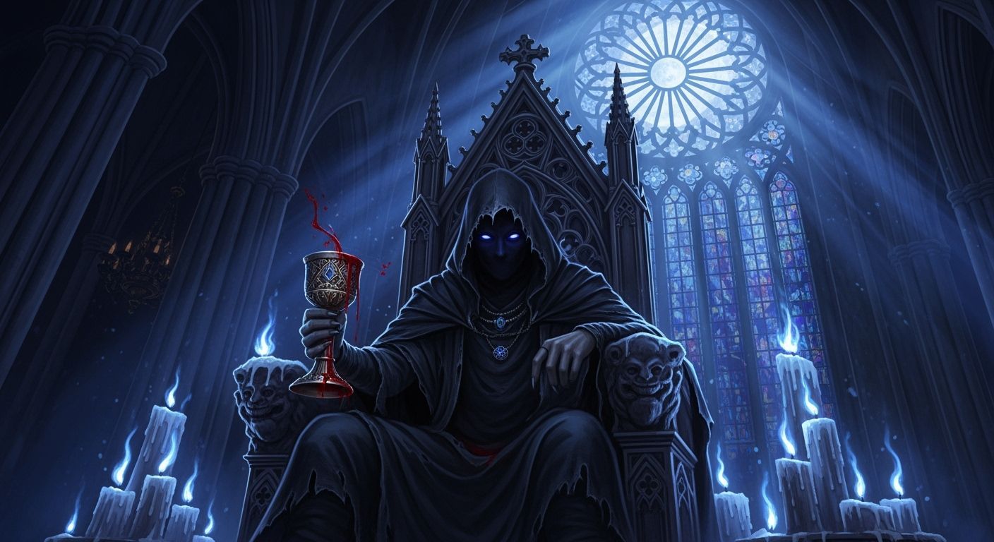 Gothic Vampire on Throne in Cathedral Light
