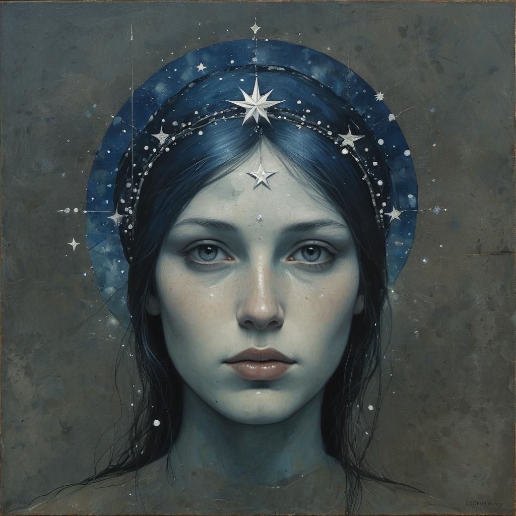 Magical Night Portrait in Symbolic Style