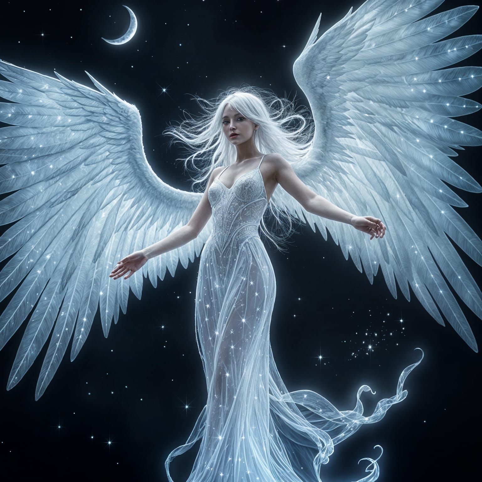 Starlight Angel Wings in the Night