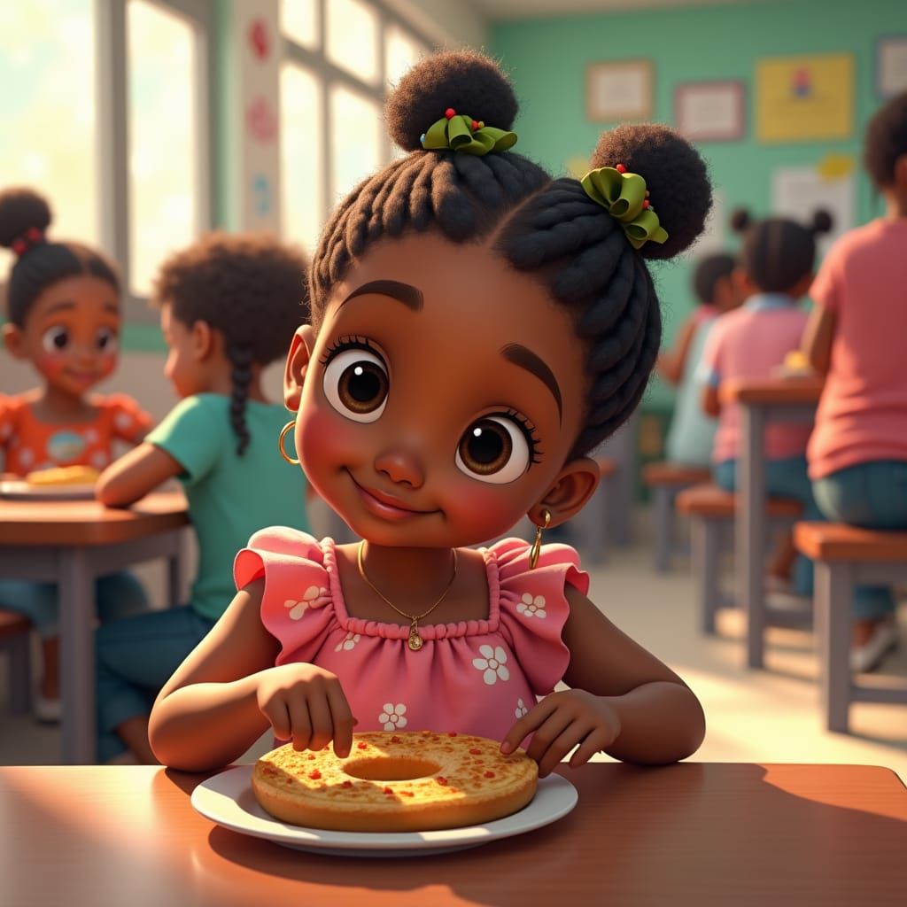 Dreamy Cafeteria Scene: A Black Girl's Sweet Memory