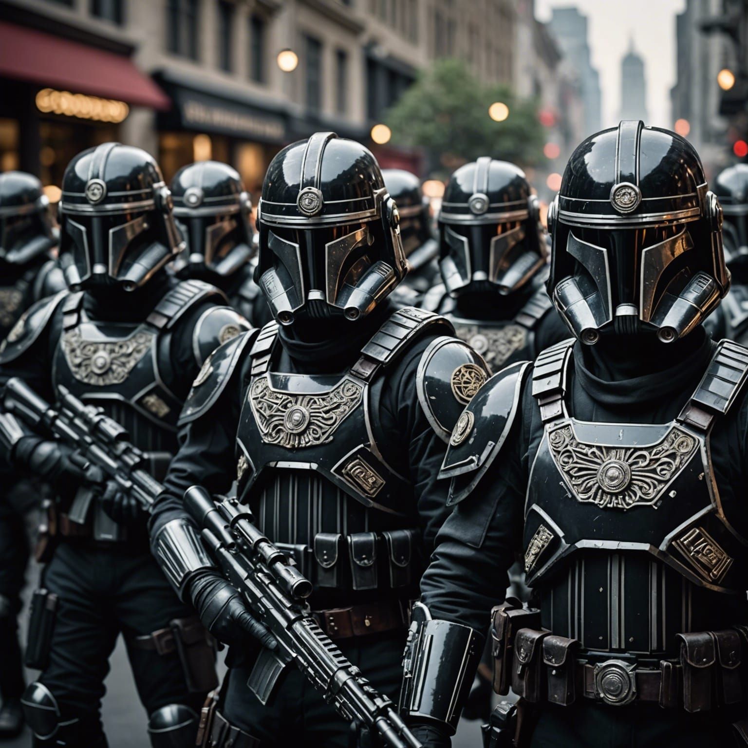 Ornate Republic Commandos Marching in Hyper-Realistic Detail