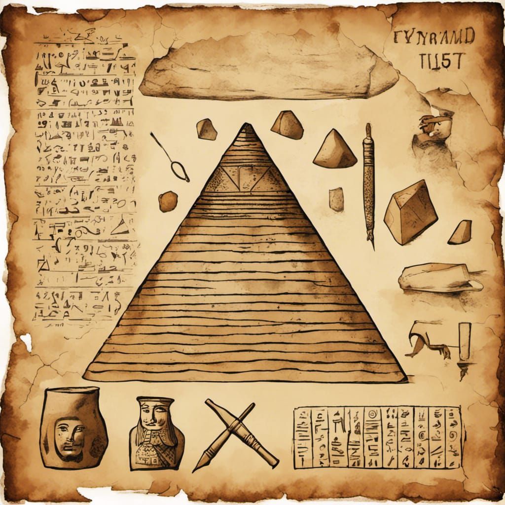 Ancient Egyptian Pyramid Construction Guide on Parchment