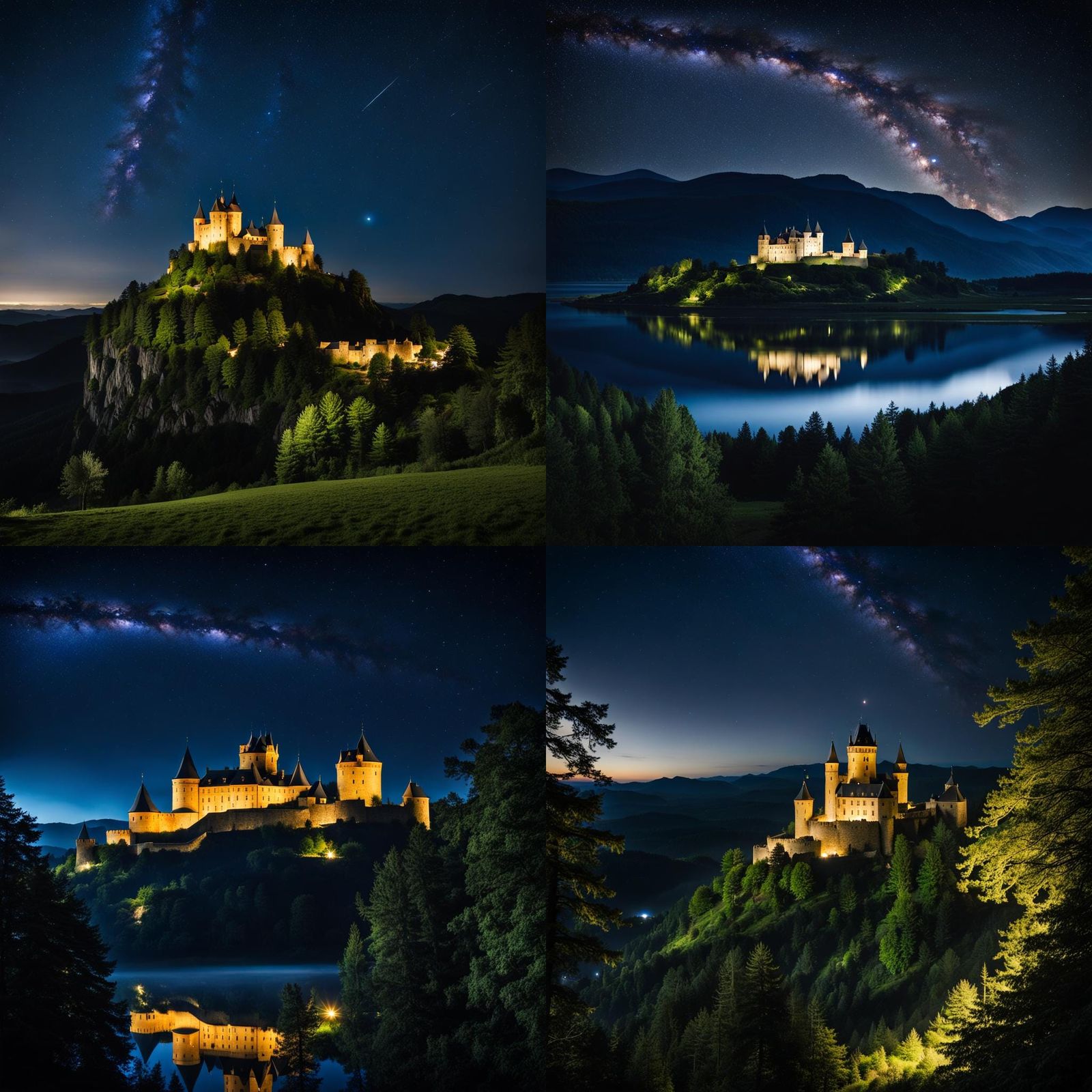 Terrasen Castle Landscape at Night Under Stars