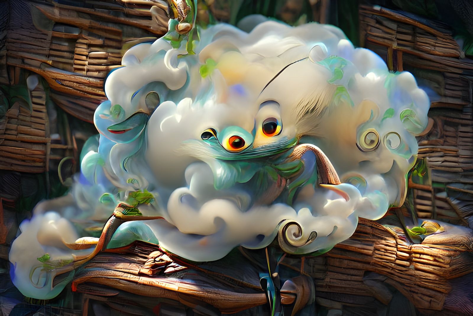 Cute Cloud Monster in Rococo Art Nouveau Style
