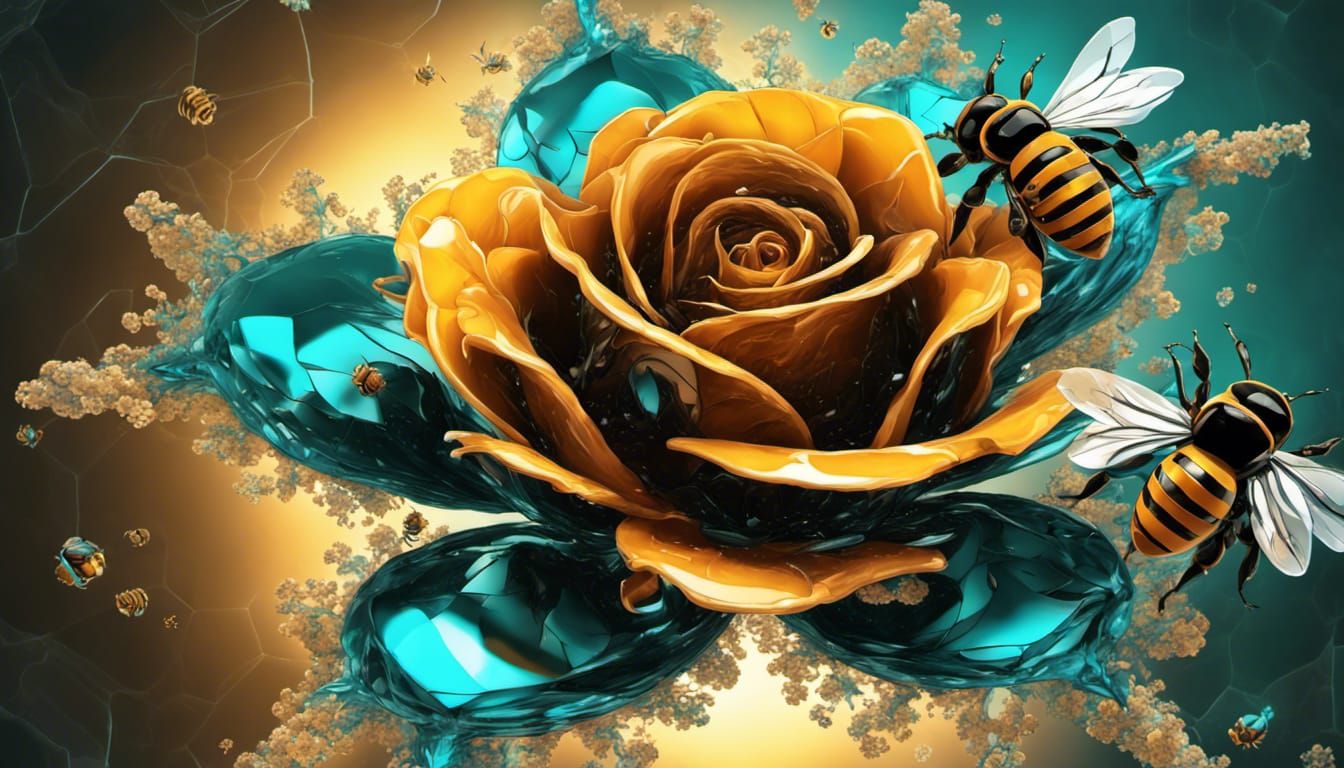 Exploded floral amber, black and teal rose 3881 ....... God Is Available. He Loves You...Do You Want Help?...see http://...