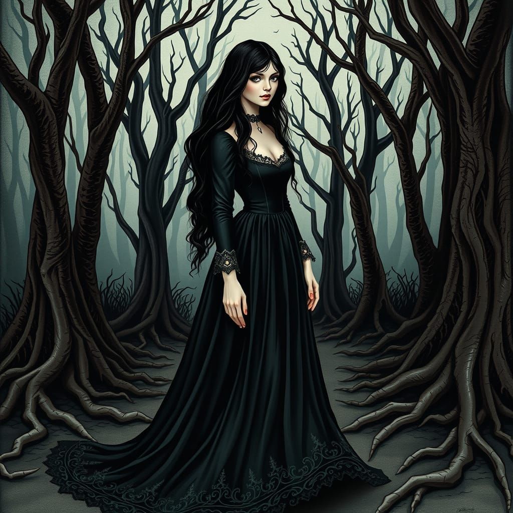 Ethereal Victorian Mourning Beauty in a Haunting, Dreamlike ...