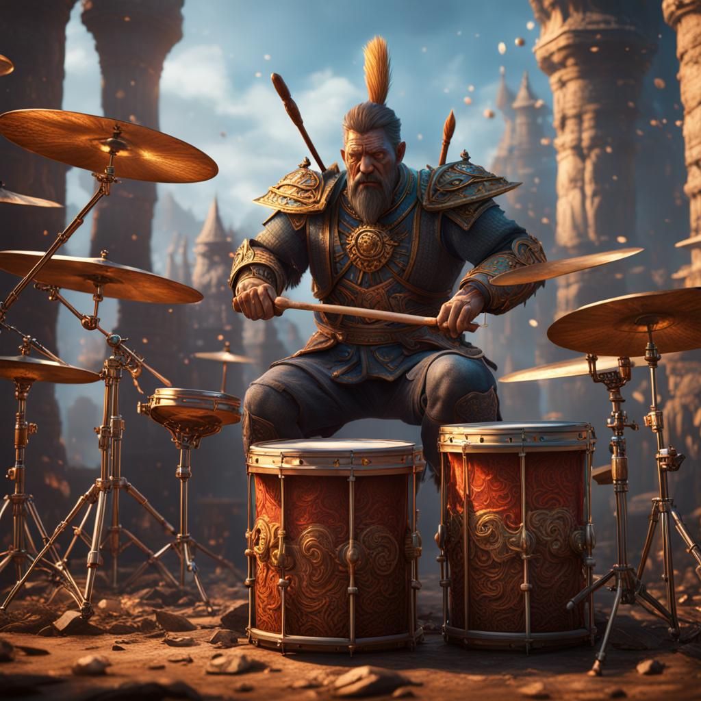 Fantastical Drummer: Detailed Matte Painting