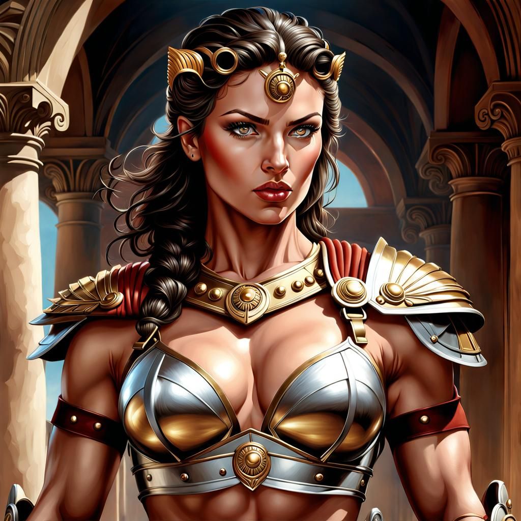 Muscular Female Roman Warrior Digital Painting