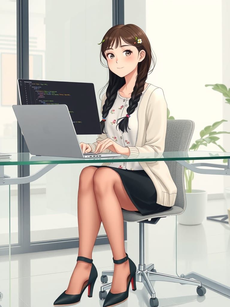 Charming Young Programmer in Elegant Office Attire