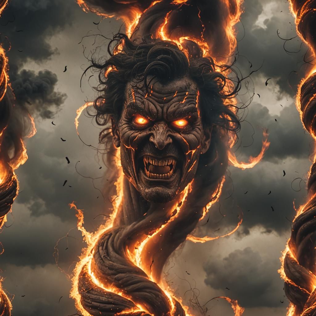 Fiery Tornado with Evil Face