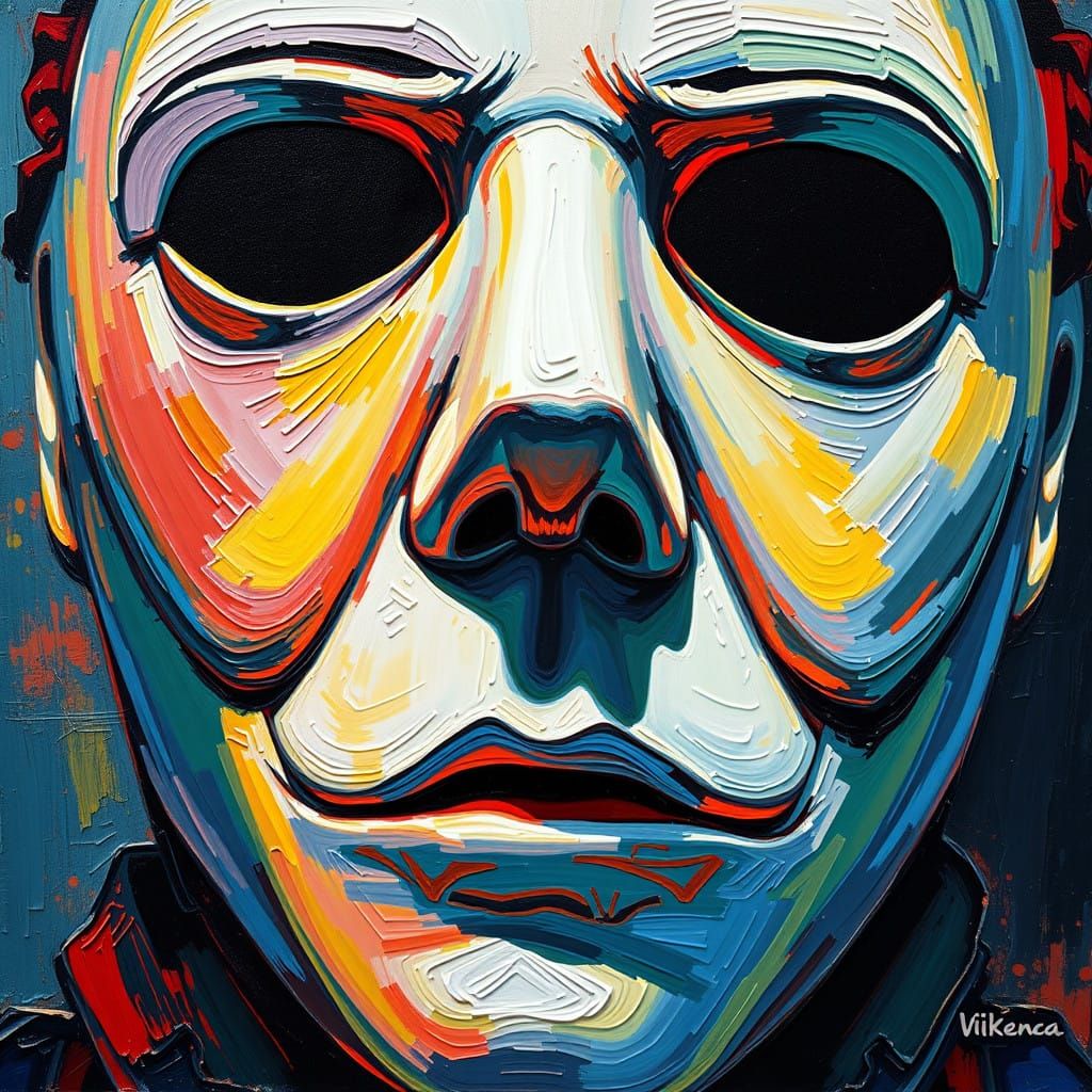 Neo-Expressionist White Mask Portrait