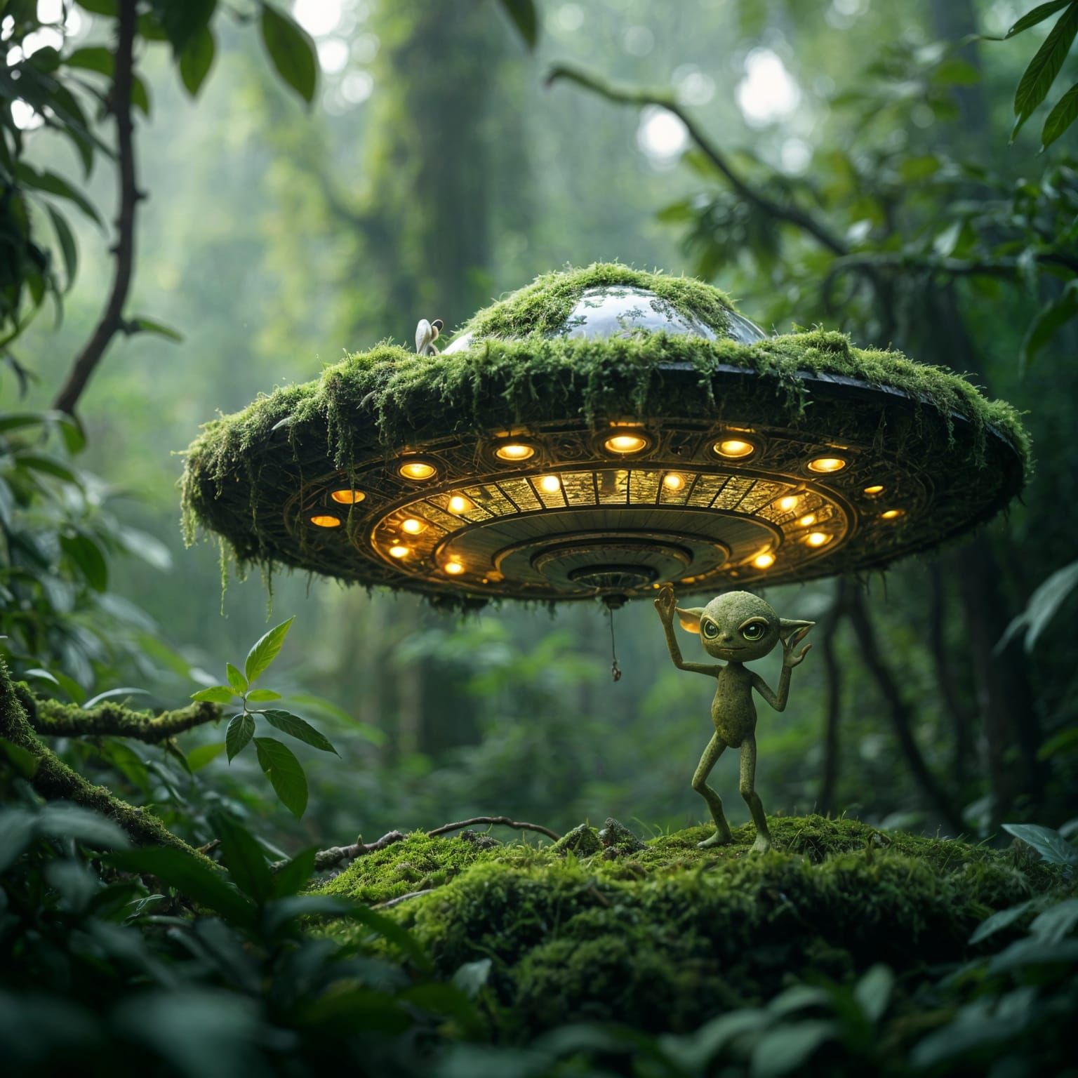 Mossy Flying Saucer in Jungle Glory