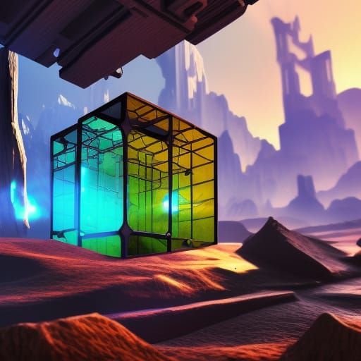 Detailed Hypercube Matte Painting in Deep Color