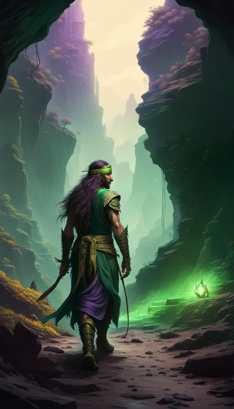 Blind Warrior at Ghost Cave: Dark Fantasy Art