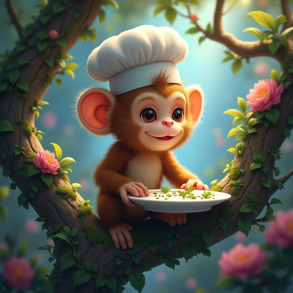 Monkey Chef in Enchanting Fantasy Realm