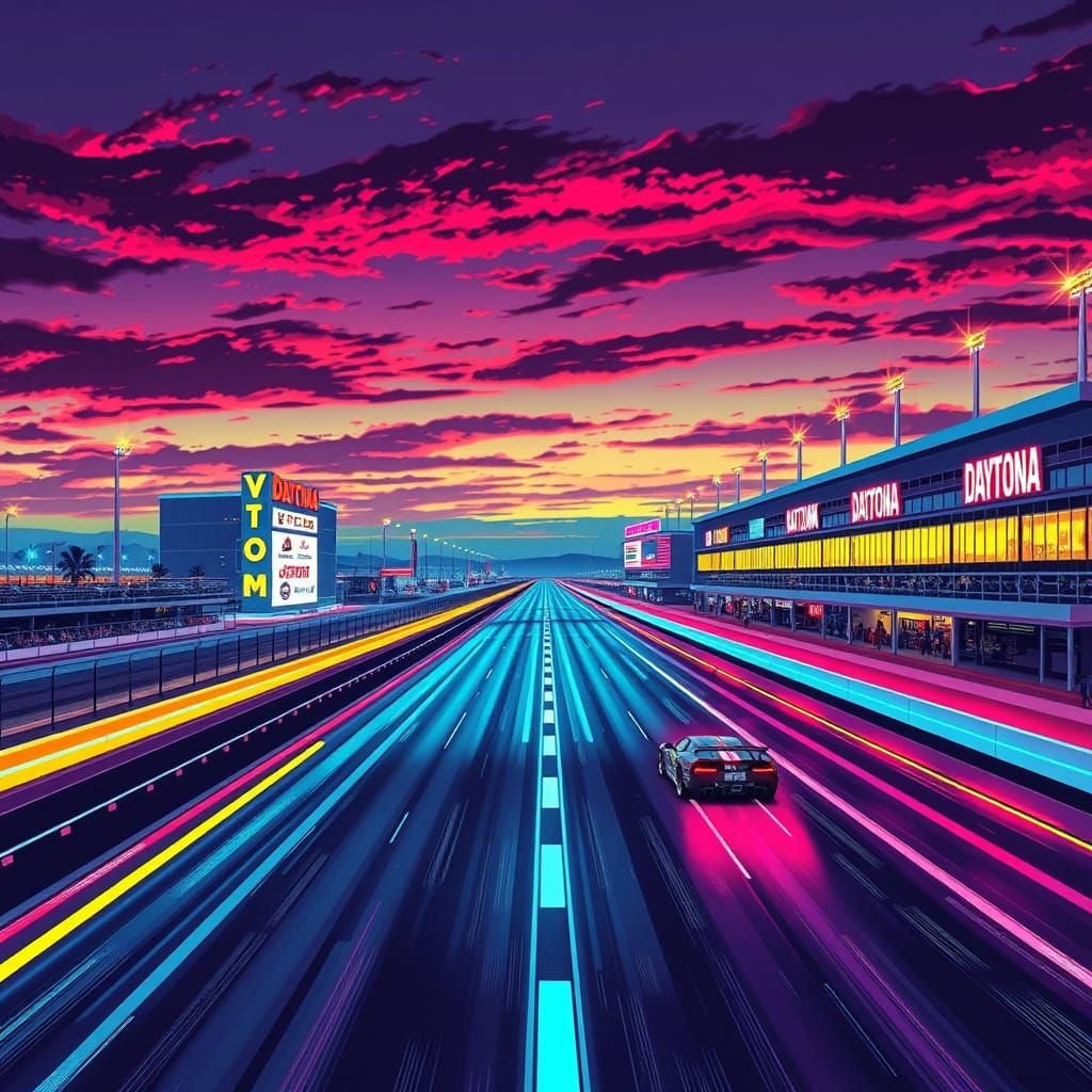Racing Under Neon Skies in Cyberpunk Style