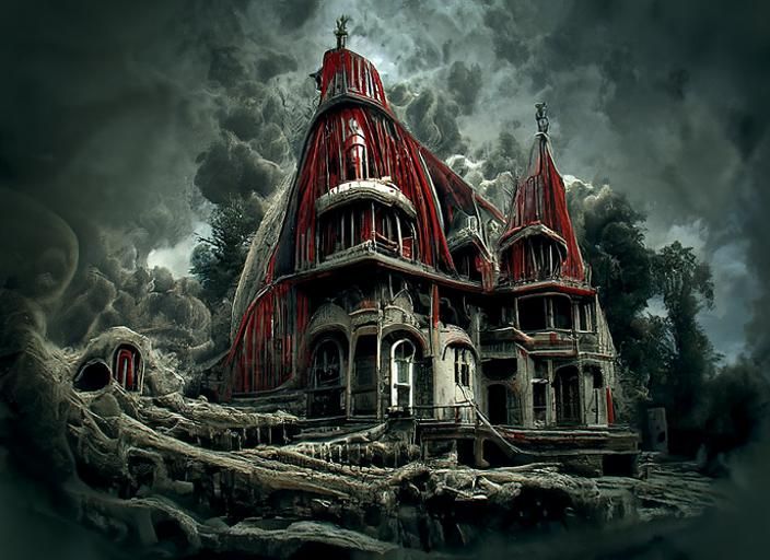 Gothic Horror House in Art Nouveau Style