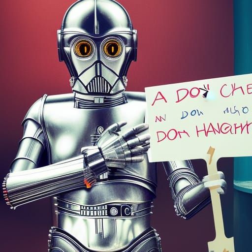 C3PO's Human Behavior Sign: Hyperrealistic Concept Art