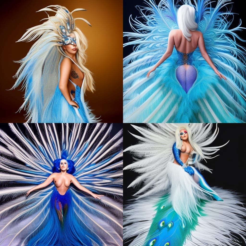 Lady Gaga with Peacock Feathers: Professional Photo
