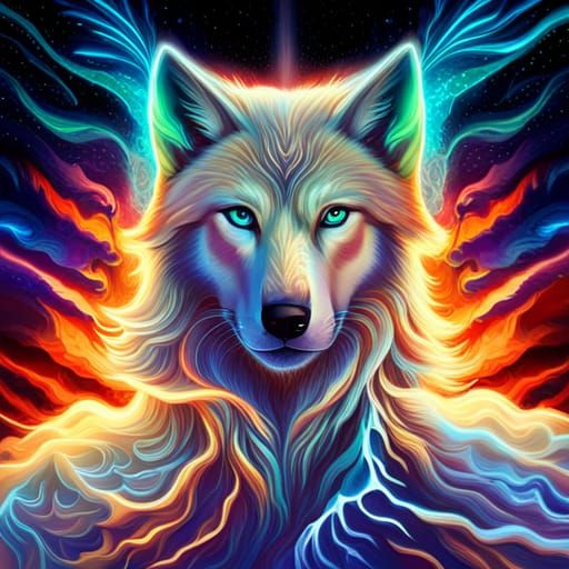 Astral Lightning Wolf with Dragon Wings